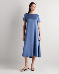 Washable Stretch Silk Voluminous Maxi Dress - XS / Moonstone Blue
