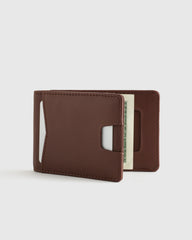 Italian Leather Money-Clip Wallet - One Size / Chocolate Brown
