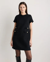 Tweed Short Sleeve Mini Dress - XS / True Black