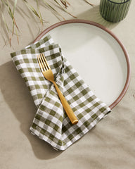 European Linen Gingham Napkins (Set of 4) - One Size / Olive
