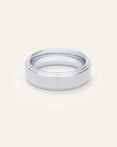 Tungsten Carbide Brushed Step Edge Band - 6 / White