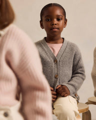 Washable Cashmere Oversized Fisherman Cardigan - 2T / Heather Grey