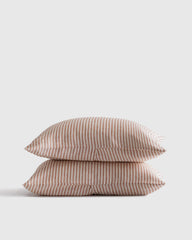 European Linen Stripe Sham Set - Standard / Natural/White Stripe