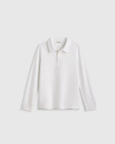 Organic Cotton Long Sleeve Pique Polo - 6 / White