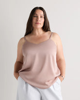 Washable Stretch Silk V-Neck Cami - 1X / Vintage Pink
