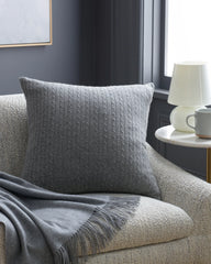 Cable Knit Cashmere Pillow Cover - 20x20 / Heather Grey