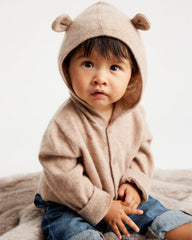Washable Cashmere Hooded Cardigan - 0-3M / Oatmeal