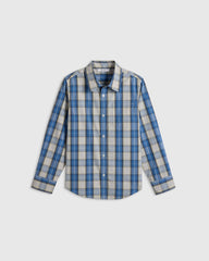 100% Cotton Poplin Printed Long Sleeve Button Down - 2T / Sage Gingham