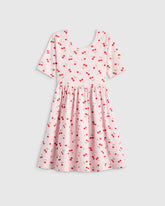 Organic Cotton Skater Dress - 6 / Sweet Cherries