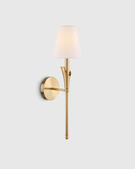 Flora Iron Sconce with Linen Shade - One Size / Brass
