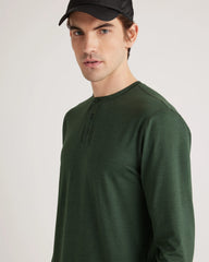 Flowknit Breeze Performance Long Sleeve Henley Tee - XS / Olive