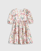 100% Cotton Poplin Puff Sleeve Dress - 12 / Confetti Dot