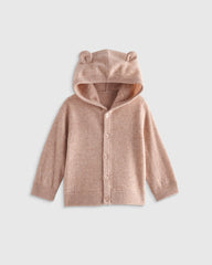 Washable Cashmere Hooded Cardigan - 0-3M / Oatmeal