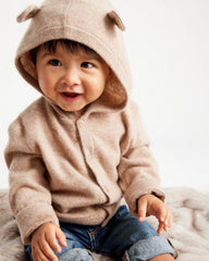 Washable Cashmere Hooded Cardigan - 0-3M / Oatmeal