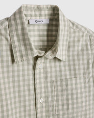 100% Cotton Poplin Printed Long Sleeve Button Down - 2T / Sage Gingham