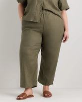 100% European Linen Pants - 1X / Bayberry Olive