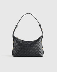 Italian Leather Handwoven Mini Bag - One Size / Black