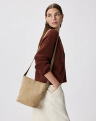 Italian Suede Bucket Crossbody - One Size / Sand