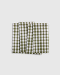 European Linen Gingham Napkins (Set of 4) - One Size / Olive