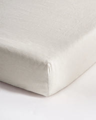 European Linen Fitted Crib Sheet - One Size / White