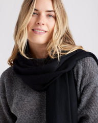 Featherweight Cashmere Silk Frayed Edge Scarf - One Size / Black