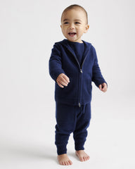 Washable Cashmere Full Zip Hoodie - 3-6M / True Navy