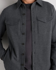 Cotton Pique Knit Overshirt - XS / Heather Charcoal