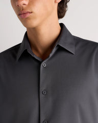 Commuter Stretch Pique Long Sleeve Button Down - XS / Dark Coal