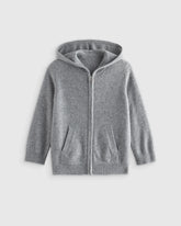 Washable Cashmere Full Zip Hoodie - 6 / Heather Grey
