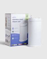 Ubbi Fluted Stainless Steel Diaper Pail - One Size / Matte White Fluted
