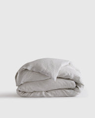 European Linen Stripe Duvet Cover - Twin / Terracotta/White Stripe