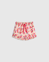 Girls Ruffle Hem Woven Short - 12 / Pink Poppy Floral