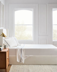 European Linen Piped Sheet Set - Twin / White/Cherry