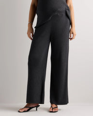 Cotton Cashmere Maternity Wide Leg Pants - XS / Heather Charcoal