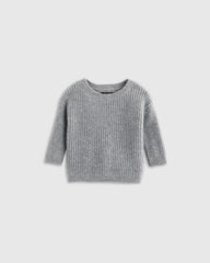 Washable Cashmere Fisherman Tunic Sweater - 3-6M / Heather Grey