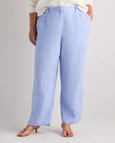 100% European Linen Pleated Trouser - 18 / French Blue