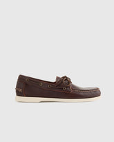 Water Resistant Leather Boat Shoe - 7 / Brunette