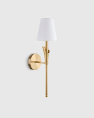 Flora Iron Sconce with Linen Shade - One Size / Brass