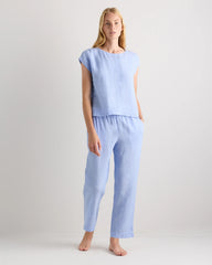100% European Linen Pajama Set - XS / French Blue
