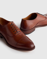 Italian Leather Cap Toe Oxford - 7 / Cognac