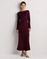 Washable Stretch Silk Long Sleeve Maxi Dress - XS / Wine Tasting Red