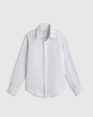 100% European Linen Long Sleeve Shirt - 6 / Sky Blue Mariner Stripe