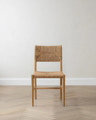 Woven Dining Chair with Solid Oak Frame (Set of 2) - Set of 2 / Golden Tan