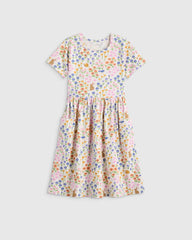 Organic Cotton Fit and Flare Pocket Dress - 6 / Cloud Rainbow Stripe