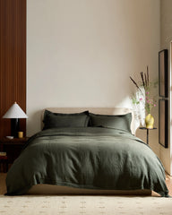 European Linen Double Flange Duvet Cover - Twin / Pine
