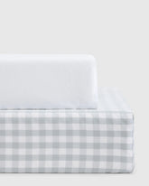 Organic Percale Gingham Crib Sheet 2-Pack - One Size / Blue Fog