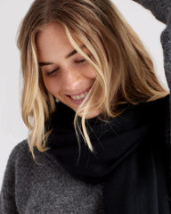 Featherweight Cashmere Silk Frayed Edge Scarf - One Size / Black
