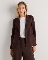 Ultra-Stretch Ponte Single-Breasted Blazer - XS / Espresso