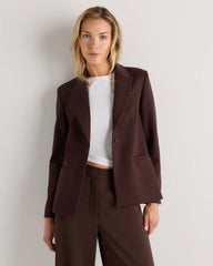 Ultra-Stretch Ponte Single-Breasted Blazer - XS / Espresso