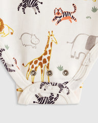 100% Organic Cotton Long Sleeve Bodysuit - 0-3M / Safari